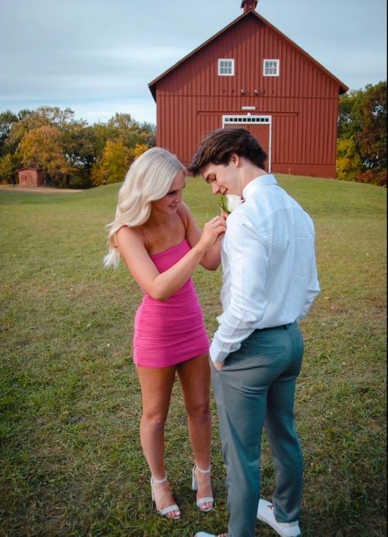 Hot Pink Cute Teen Homecoming Dress Straps Formal Dresses fg3748