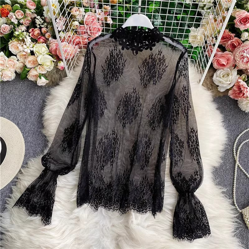 lace embroidered top, velvet tube top ,two-piece set for women S4026