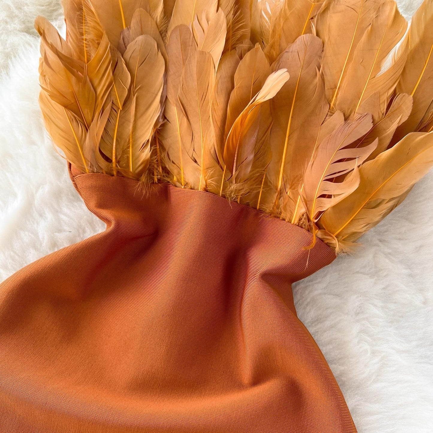 feather tube top dress, party dress S4647