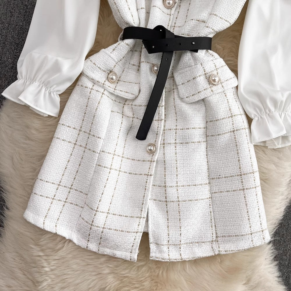 mid-length two-piece white shirt S4023