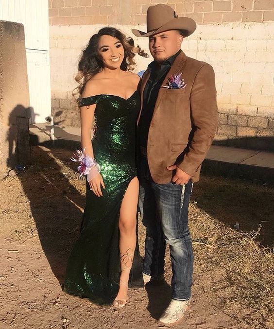 Off The Shoulder Long Evening Dress Green Sleeveless Formal Prom Dress S3793