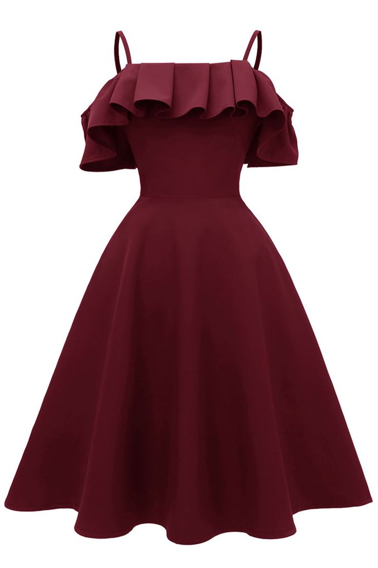 Sexy Spaghetti Straps Cascading Ruffles Vintage Dresses | Womens High quality princess Cocktail Dress S2882