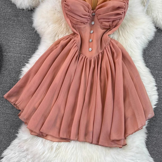 Sweet Hot Girl A-Line Puffy Dress Summer S4288