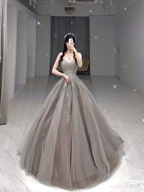 Elegant A line Prom Dresses Sequin Applique Party Gowns Long Evening Dress