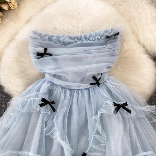 sweet bow tube top dress for women design princess dress S4344