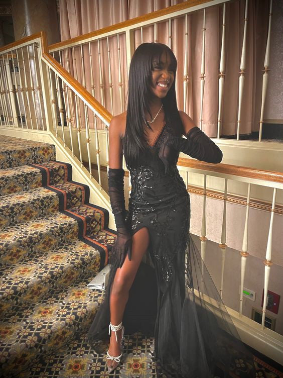 Black Mermaid Prom Dress Formal Party Dress Prom Dress fg4344