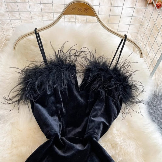 Fashionable Sexy Velvet Dress S4289
