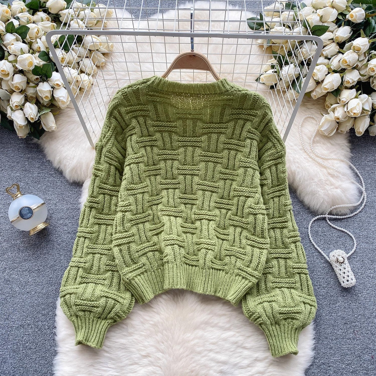 sweater for women casual fashionable round neck knitted top S4541
