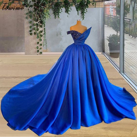 Royal Blue Prom Dress Ball Gown Off The Shoulder Evening Formal Party Gowns
