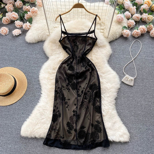 Vintage Dress,spaghetti Strap Dress,little Black Dress S4477