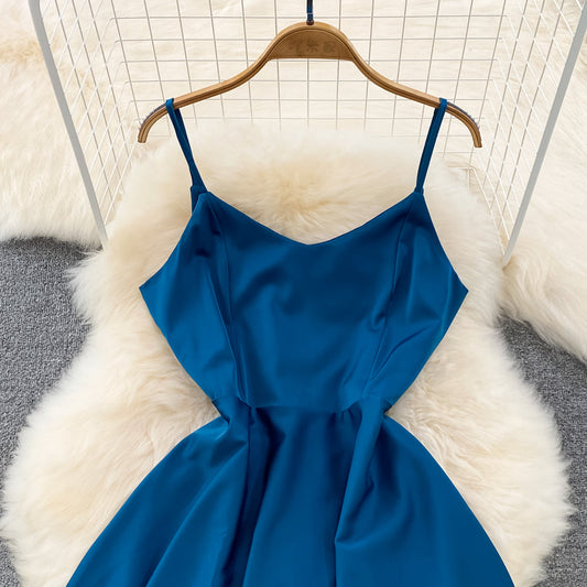 Simple V-neck Long Dresses, A-line Spaghetti Straps Party Dresses S4412