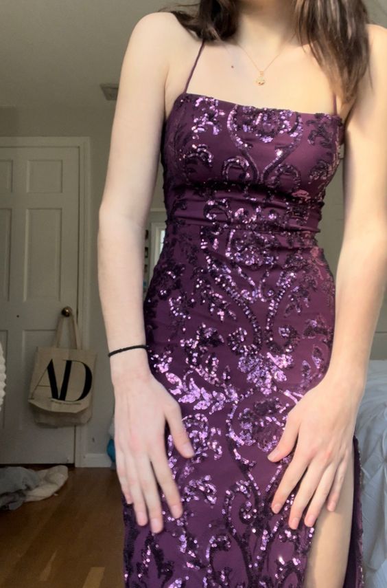 Purple Prom Dress Sparkly pattern sequins and glitter dress fg3524