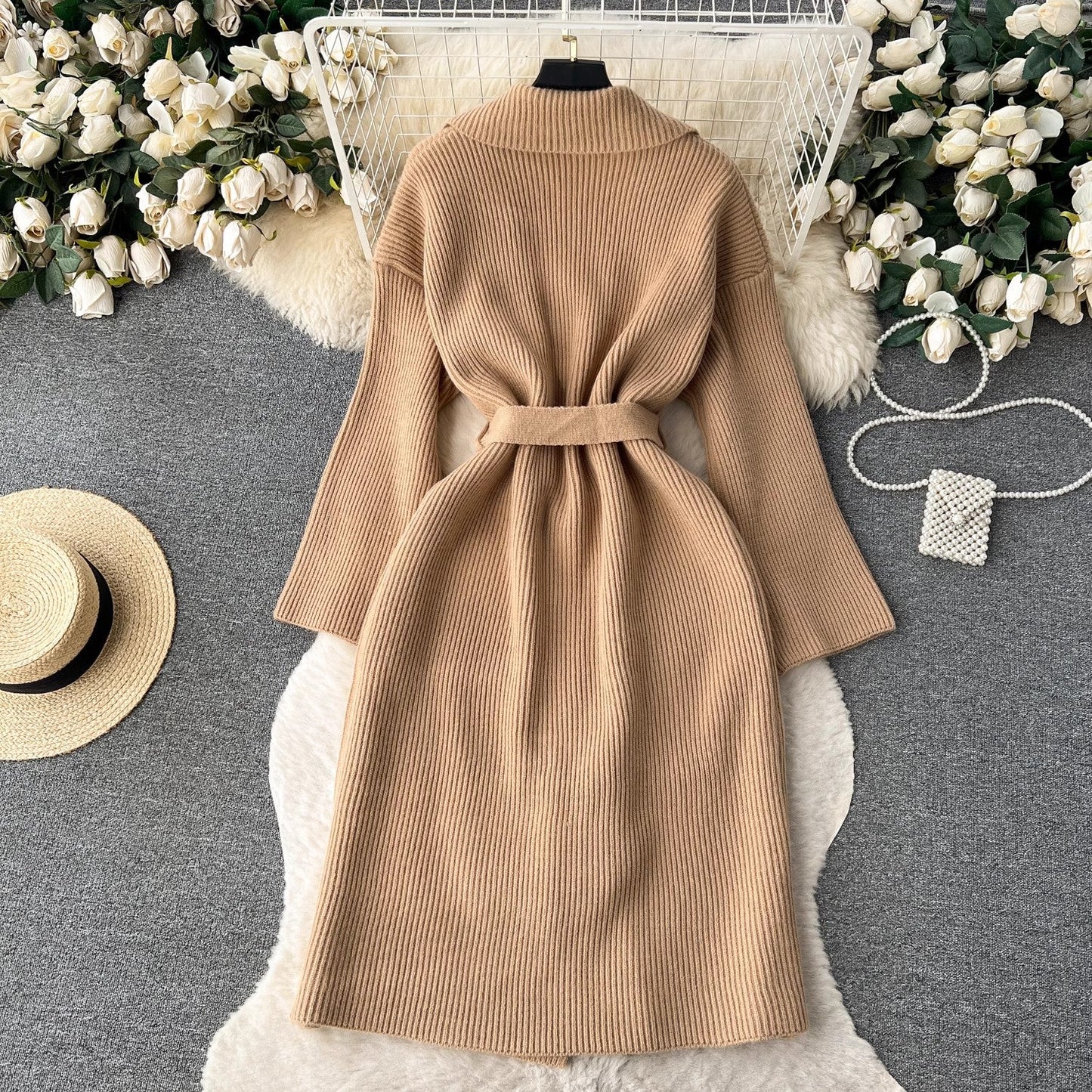 Sweater Jacket Women's New Popular High-Quality Mid-Length Cardigan Fashion S4527
