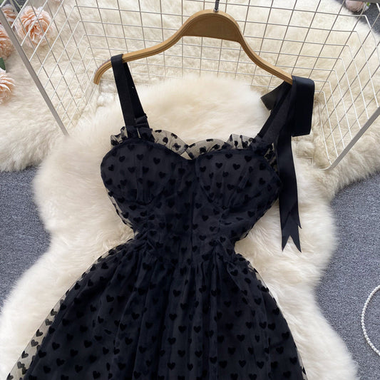 Black Mesh Suspender Polka-dot Tutu Skirt S4456