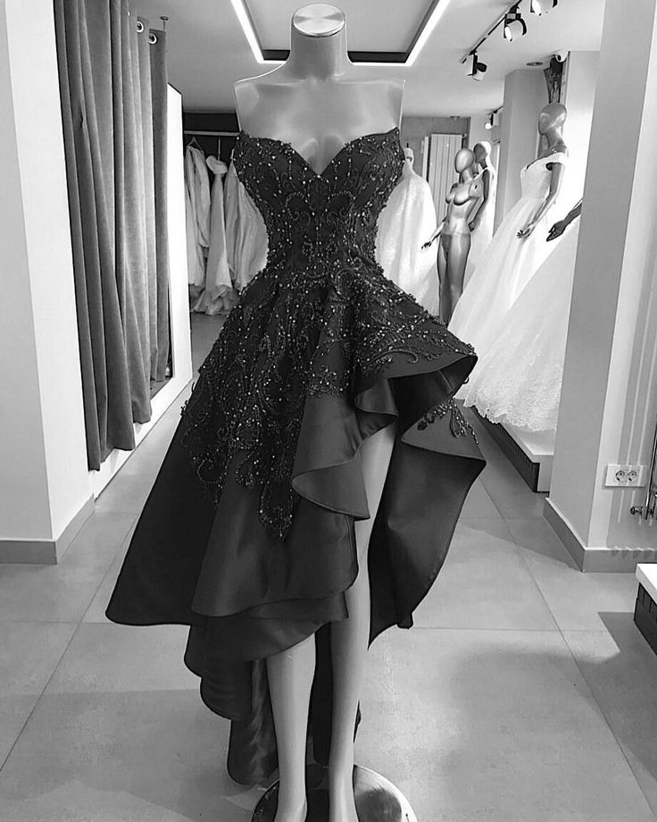 Vintage Black Short High Low Prom Dresses A Line Beaded Appliques Sweetheart Asymmetrical Long Evening Party Gowns S2964