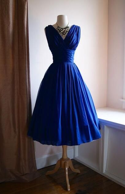 Retro Vintage Style Lace Organza Tea Length Wedding Prom Formal Dress S2653