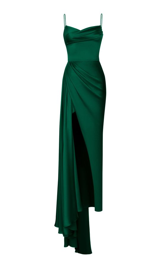 Green Sheath Prom Dresses With Slits S3788