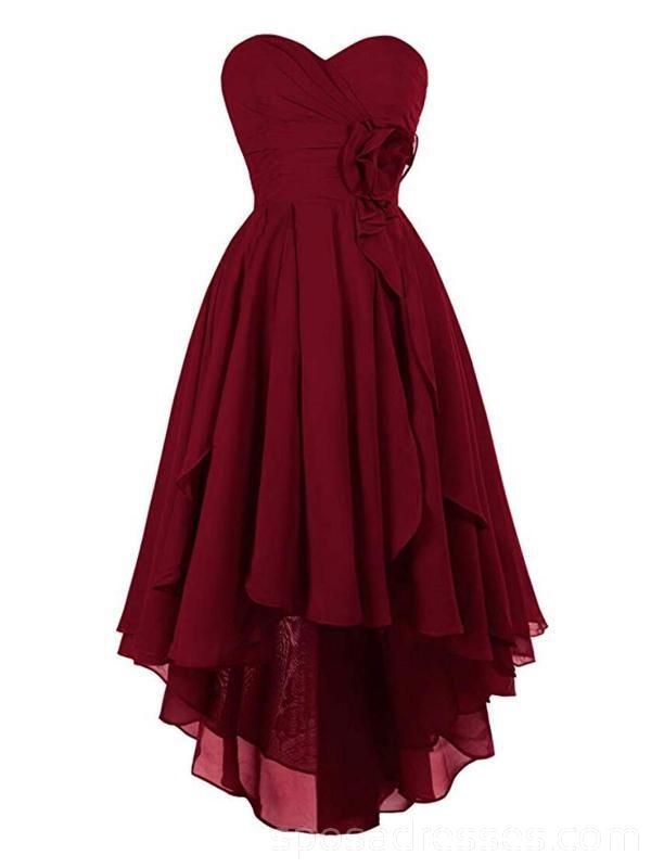 High Low Bridesmaid Dress Chiffon Ruffles Party Prom Homecoming Dresses S2873