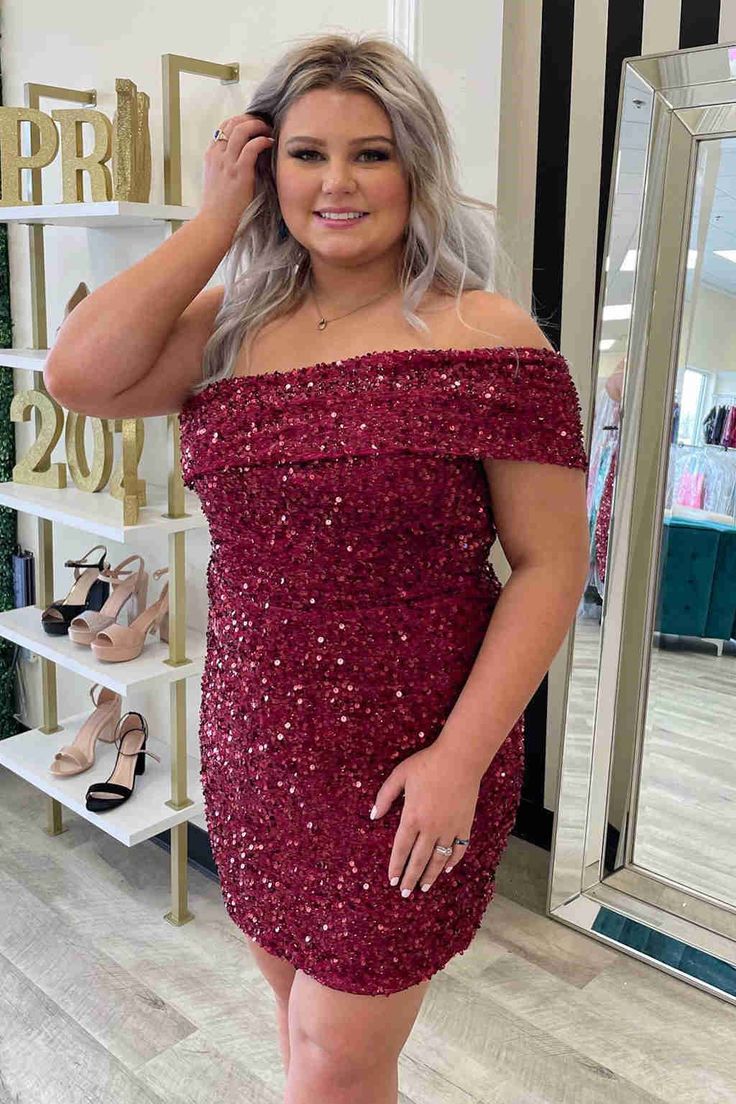 Off the Shoulder Burgundy Tight Homecoming Dress S3179