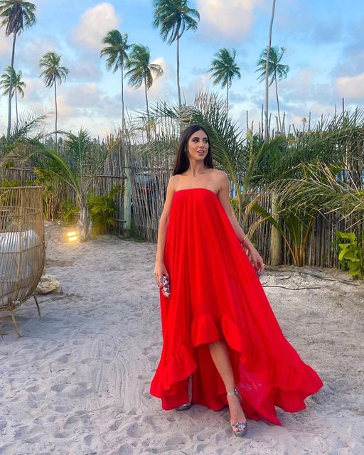 Red strapless sexy prom party dress Cute evening dress S2729