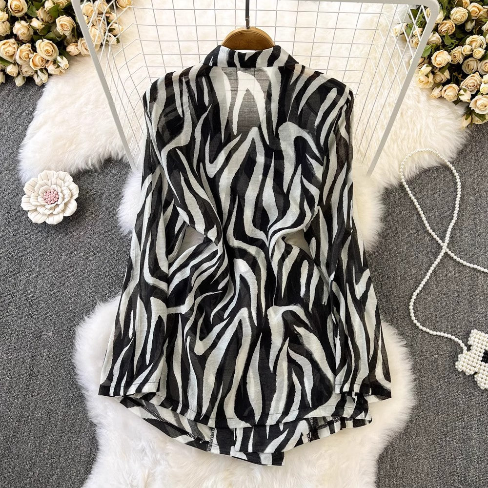 fashionable long-sleeved shirt skirt dress S4196