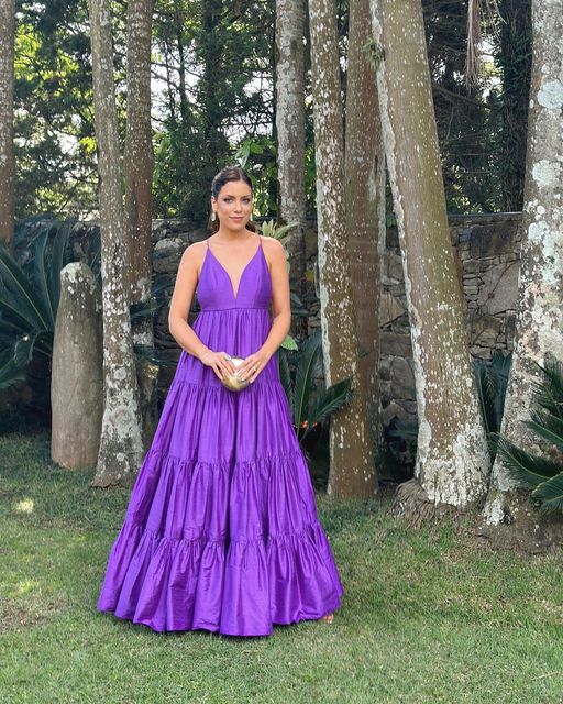 Purple Satin Long Evening Dress, Wedding Party Dress fg3383