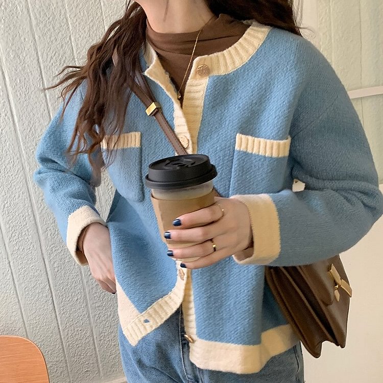 WOMEN'S SWEATER KNITTING CARDIGANS SWEET KOREAN STYLE SINGLE BREASTED FEMALE JACKETS ROUND NECK VINTAGE LADIES OUTWEAR COATS S2772