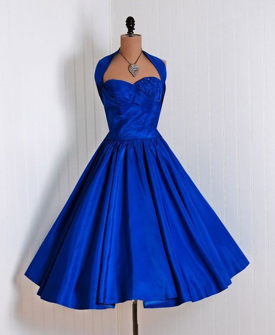 1950s Vintage Prom Dress, Royal Blue Prom Gowns, Mini Short Homecoming Dress S2654