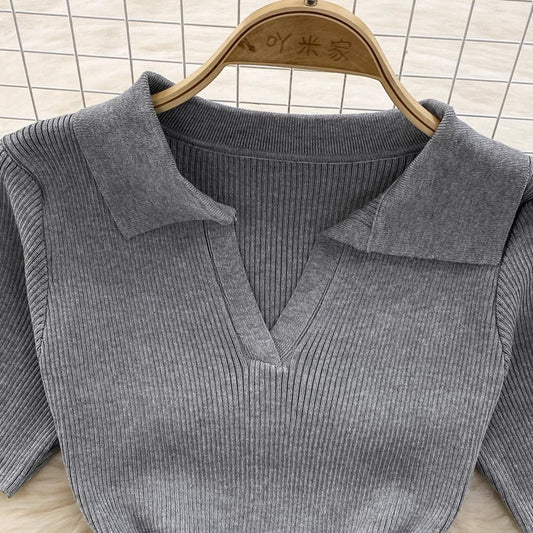 short-sleeved mid-length knitted dress for women S4133