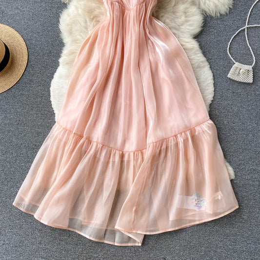 Ruffled One-line Neck Off-the-shoulder Holiday Dress S4455