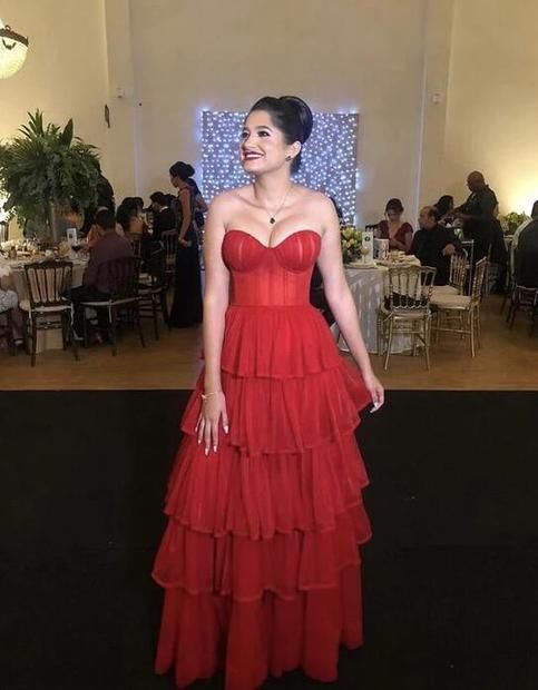 A-Line Stunning Red Long Formal Prom Dresses fg3883