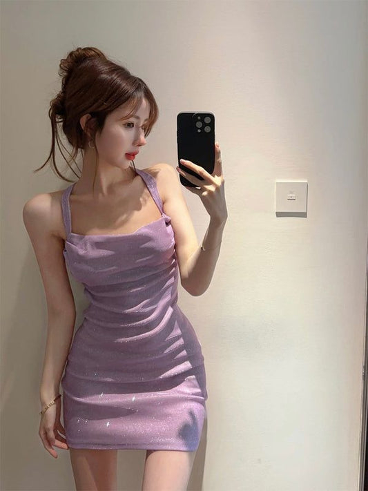 Sexy Purple Sheath Backless Short Homecoming Dresses,Short Prom Dresses S2833