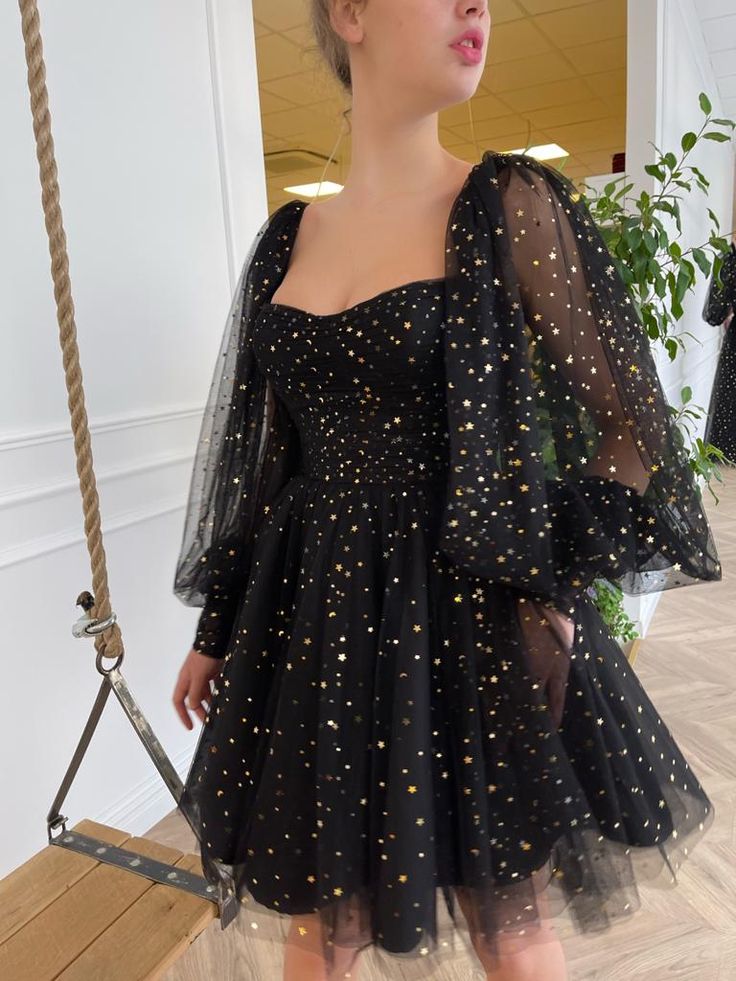 A-line tulle evening dresses, long sleeves princess dress homecoming dress fg3316