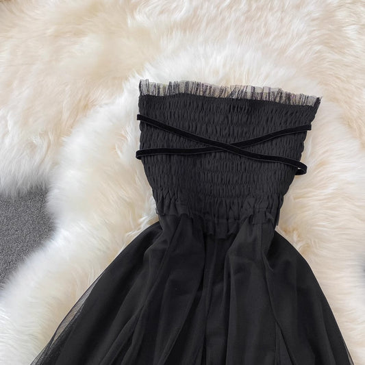 new style mid-length mesh tube top dress S4223