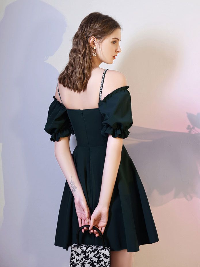 Simple Dark Green Short Prom Dress, Green Homecoming Dress S2804