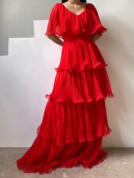 Red prom dress, formal dresses, Red party dress S2863