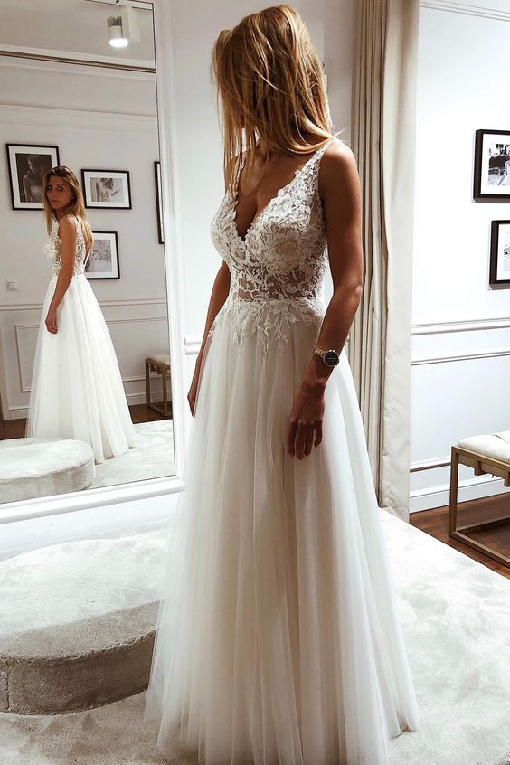 Elegant Princess Charming Vintage Dream Beach Long Wedding Dresses S3702