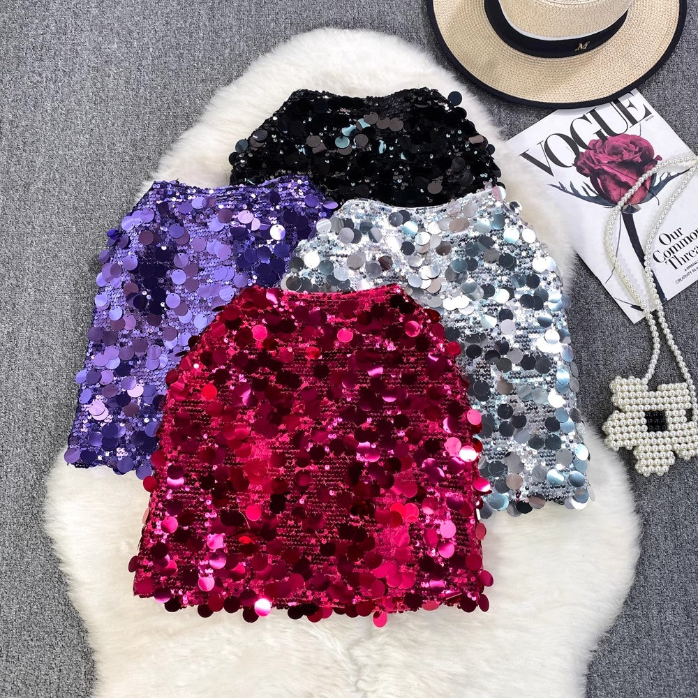 sequined skirt for women summer A-line mini skirt S4037