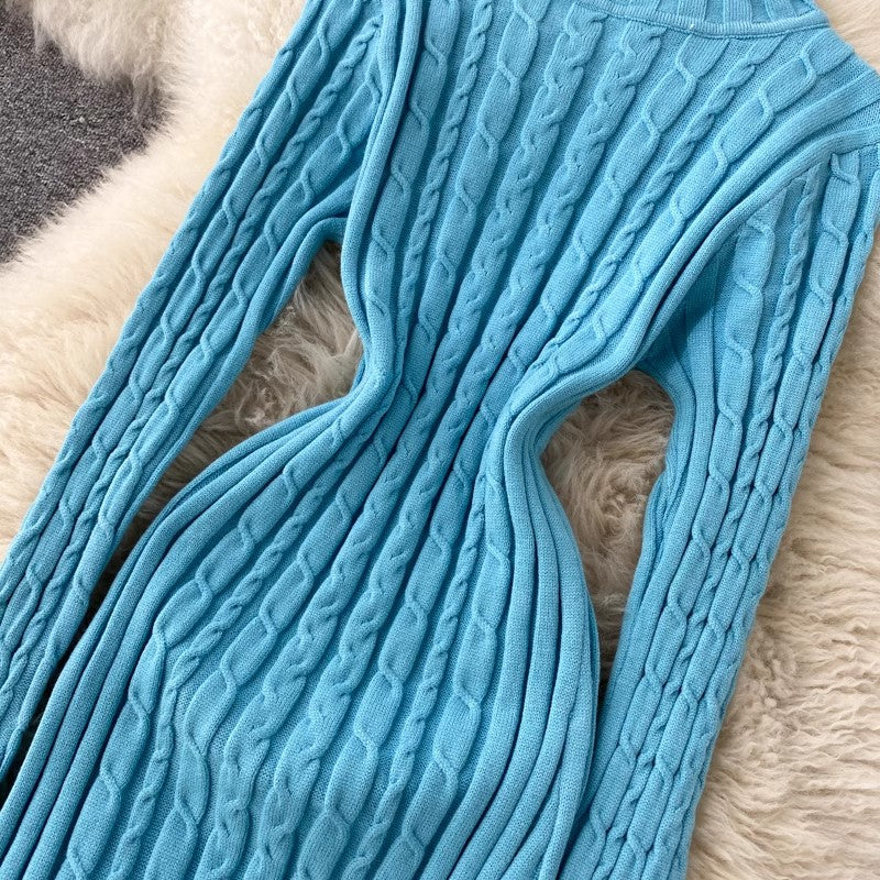 Knitted Dress Women's High Neck Stretch Skirt S4523