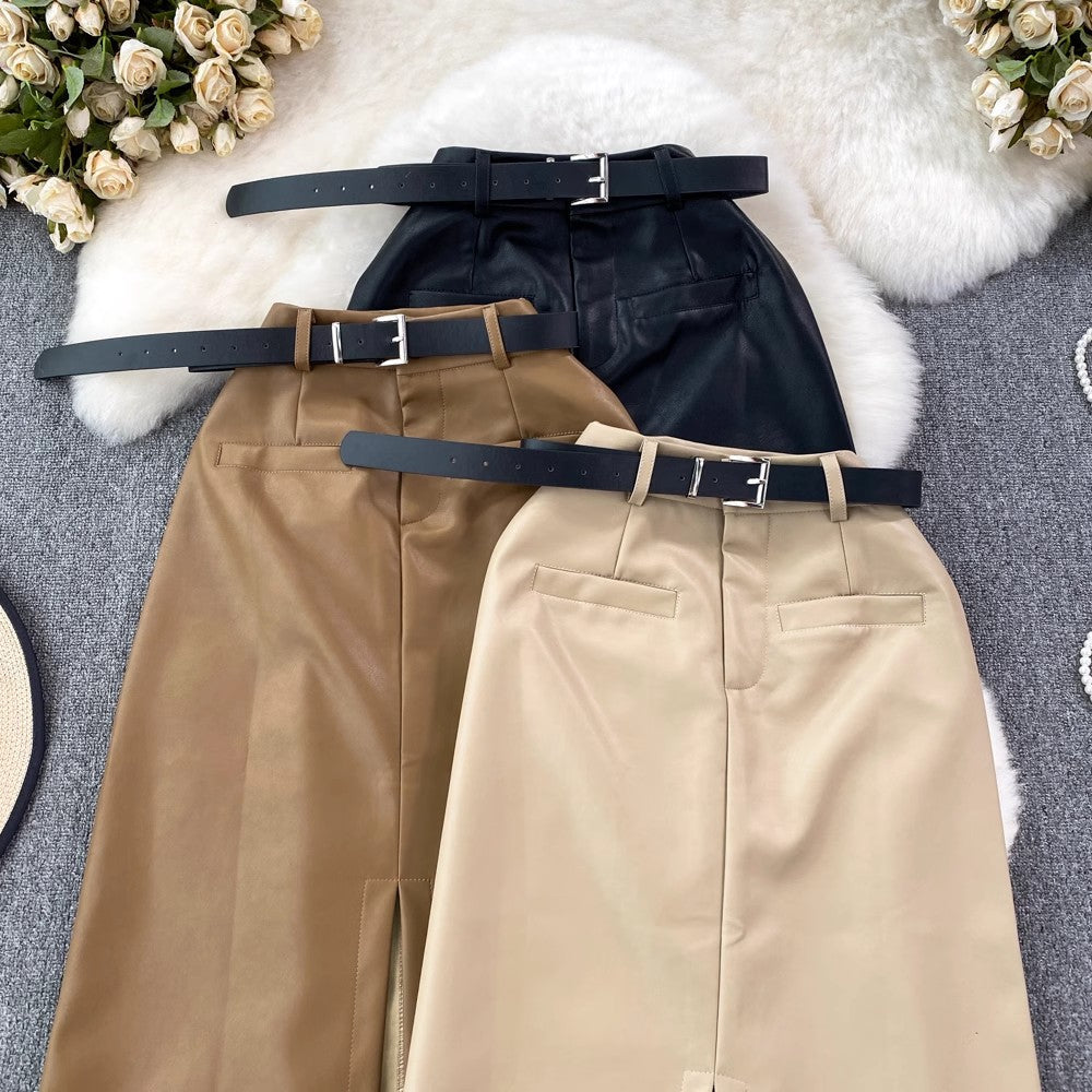 mid-length slit skirt S4121