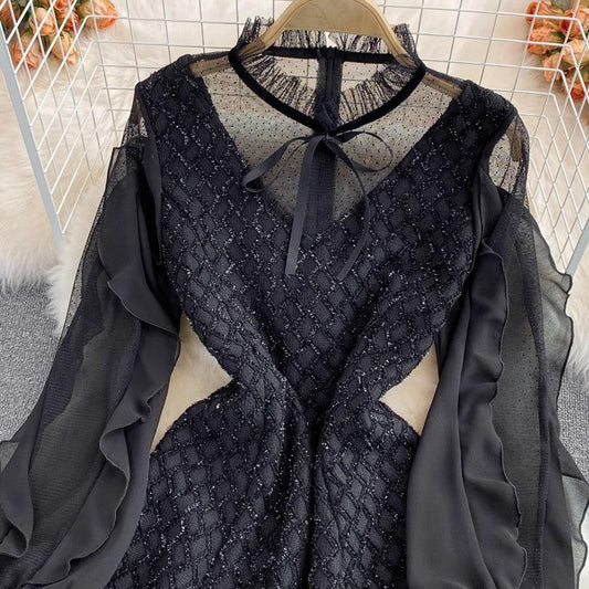 sexy a-line little black dress S4307