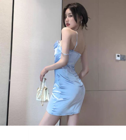 Simple Blue Sheath Spaghetti Straps Short Homecoming Dresses,Short Prom Dresses S2967