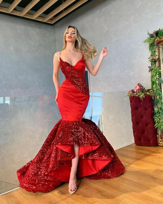 Elegant Red Sheath Prom Dress Party Dress Long Prom Gown S3557