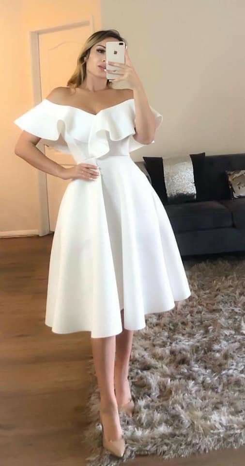 Off Shoulder Dress White Party Gown Prom Dress