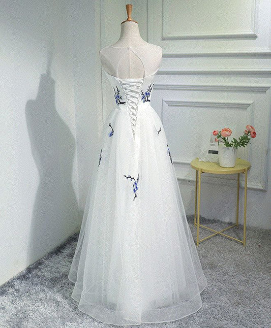 Elegant White Prom Dresses, Tulle Long Formal Dress S3741