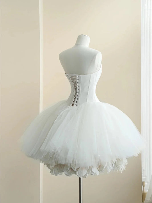 Elegant Homecoming Dress Strapless Tulle Back to School Outfits Party Dress D6490