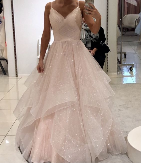 Shinny Long Party Formal Prom Dresses for Girls S2254