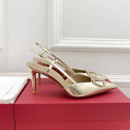 vlogo slingback pump 80 gold metalic calfskin