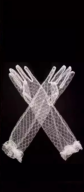 Off-white mesh lace wedding dress banquet dinner gloves S6240