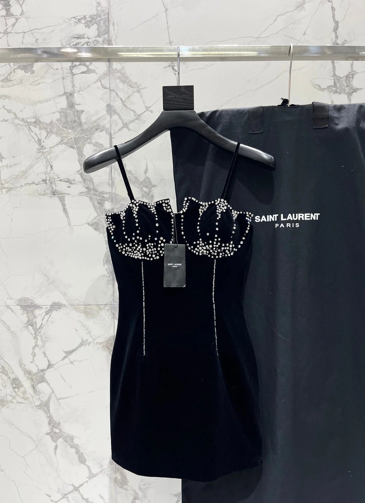 YSL 25S VELVET RHINESTONE DRESS STYLE 179